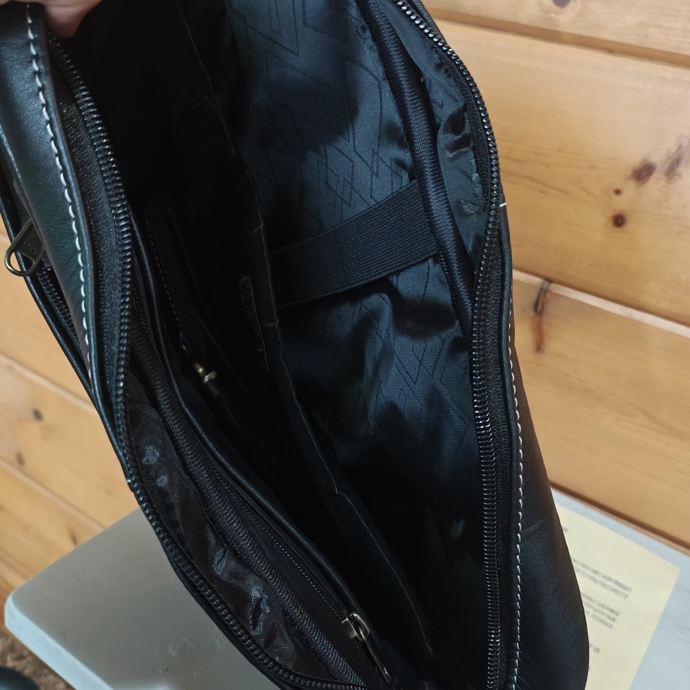 Handmade World Black Leather 15" Bag I2 - Picture 6 of 6
